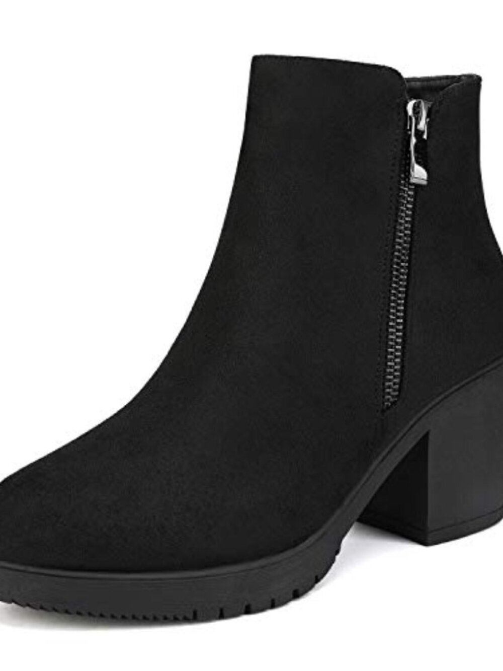 🆕 Women's Chunky Heel Ankle Boots Chelsea Two Zipper Round Toe Classic Booties